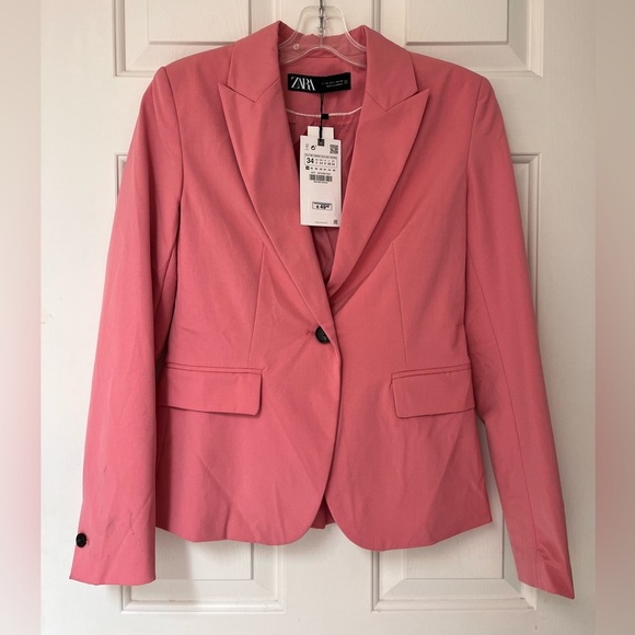 NWT ZARA Pink Single Button Blazer XS / 2 - Picture 2 of 11